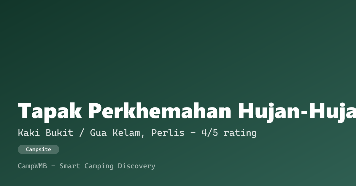 Visual sementara Tapak Perkhemahan Hujan-Hujan Gua Kelam
